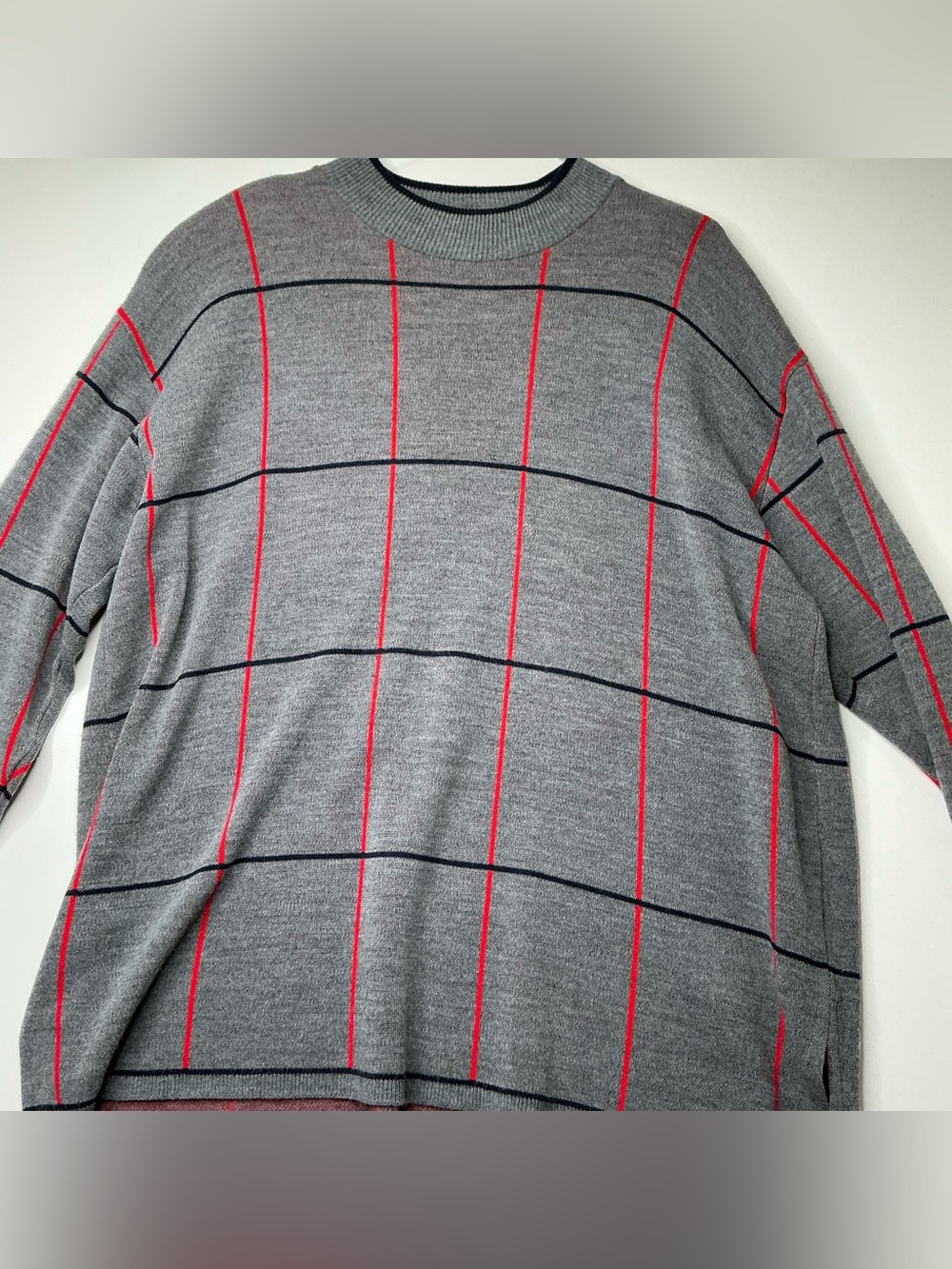 Karen Lessly Men’s Sweater Dress Mock Neck Gray Plaid Size 1X Preowned